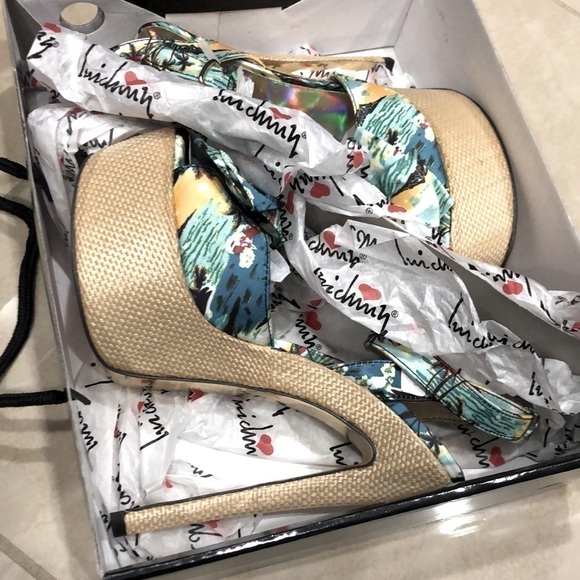 TROPICAL pattern high heels platform luichiny RARE edition heels 👠 - Picture 6 of 10